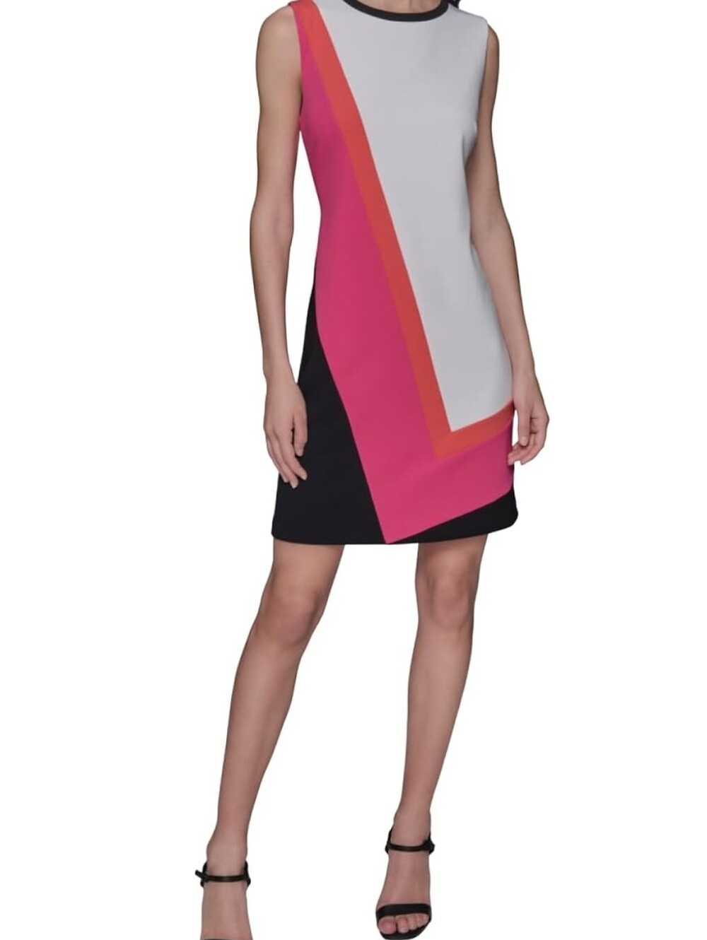Karl Lagerfeld Fuchsia, White & Black Colorblock Mini Dress